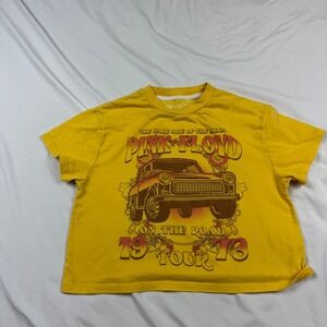 Pink Floyd On The Road 1973 Tour Graphic T-Shirt Yellow Cropped Medium